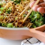 Ramen Noodle Stir Fry (Beef & Broccoli) in Pink Our Place Pan