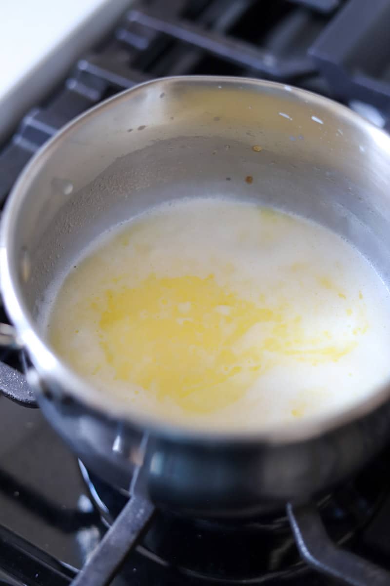 butter and cream simmering in a pot