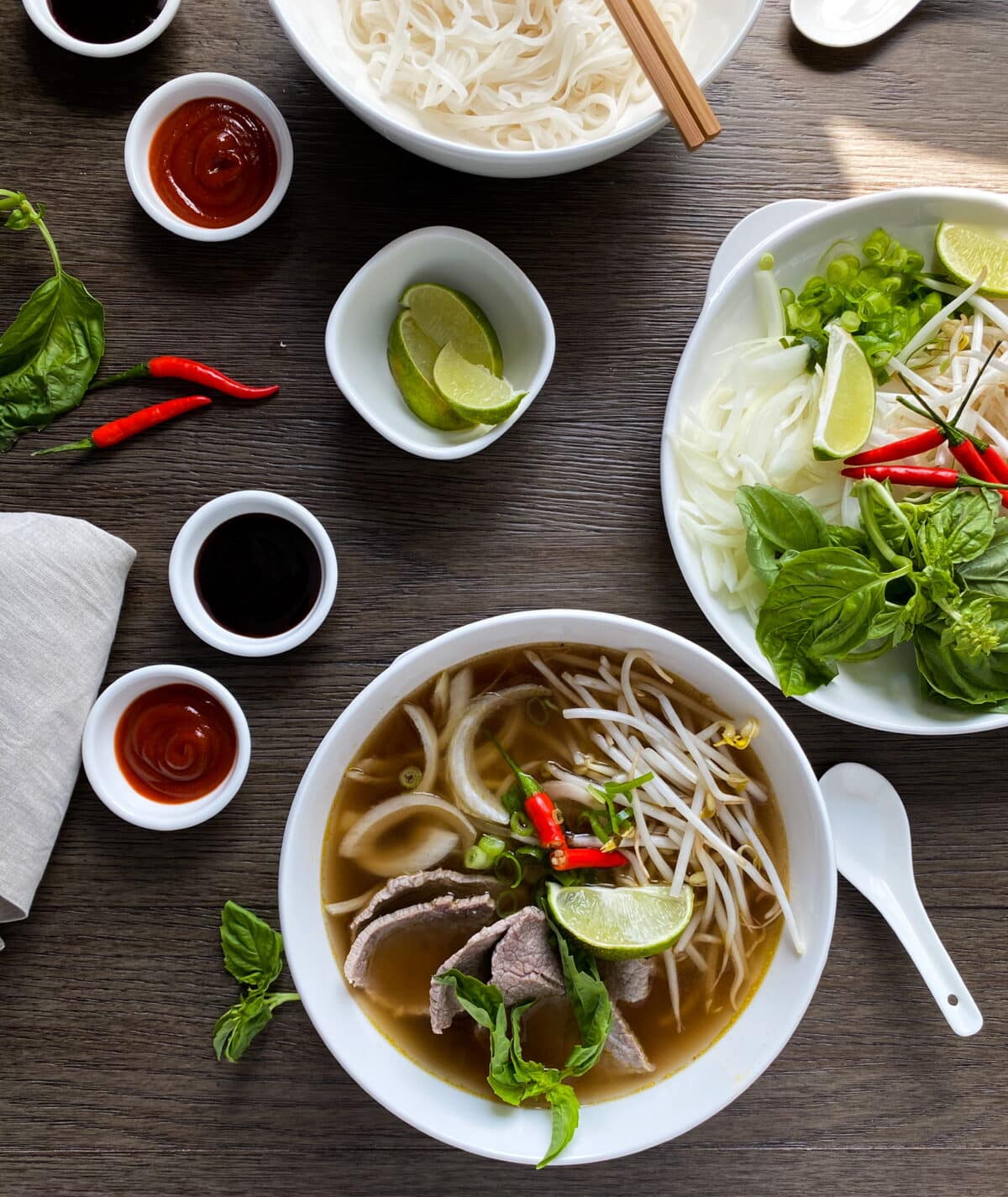 overhead view of pho hanoi