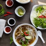 overhead view of pho hanoi