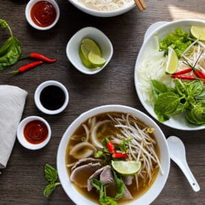 overhead view of pho hanoi