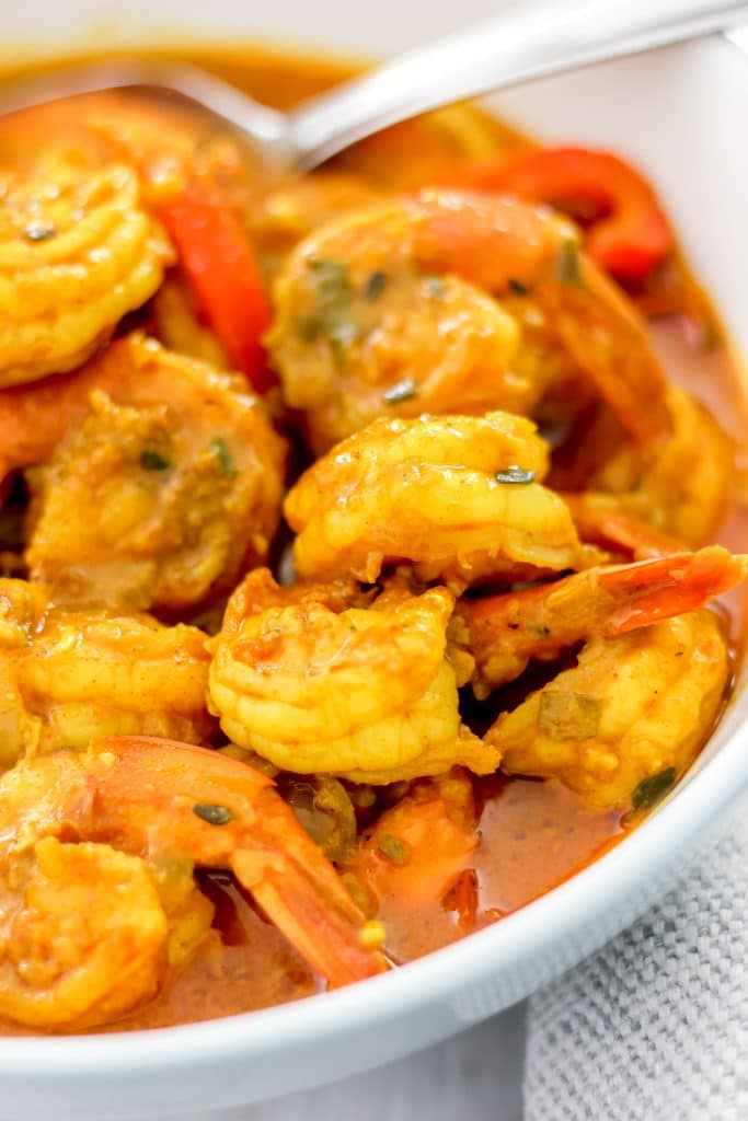 Jamaican Curry Shrimp (Seafood) Close-Up