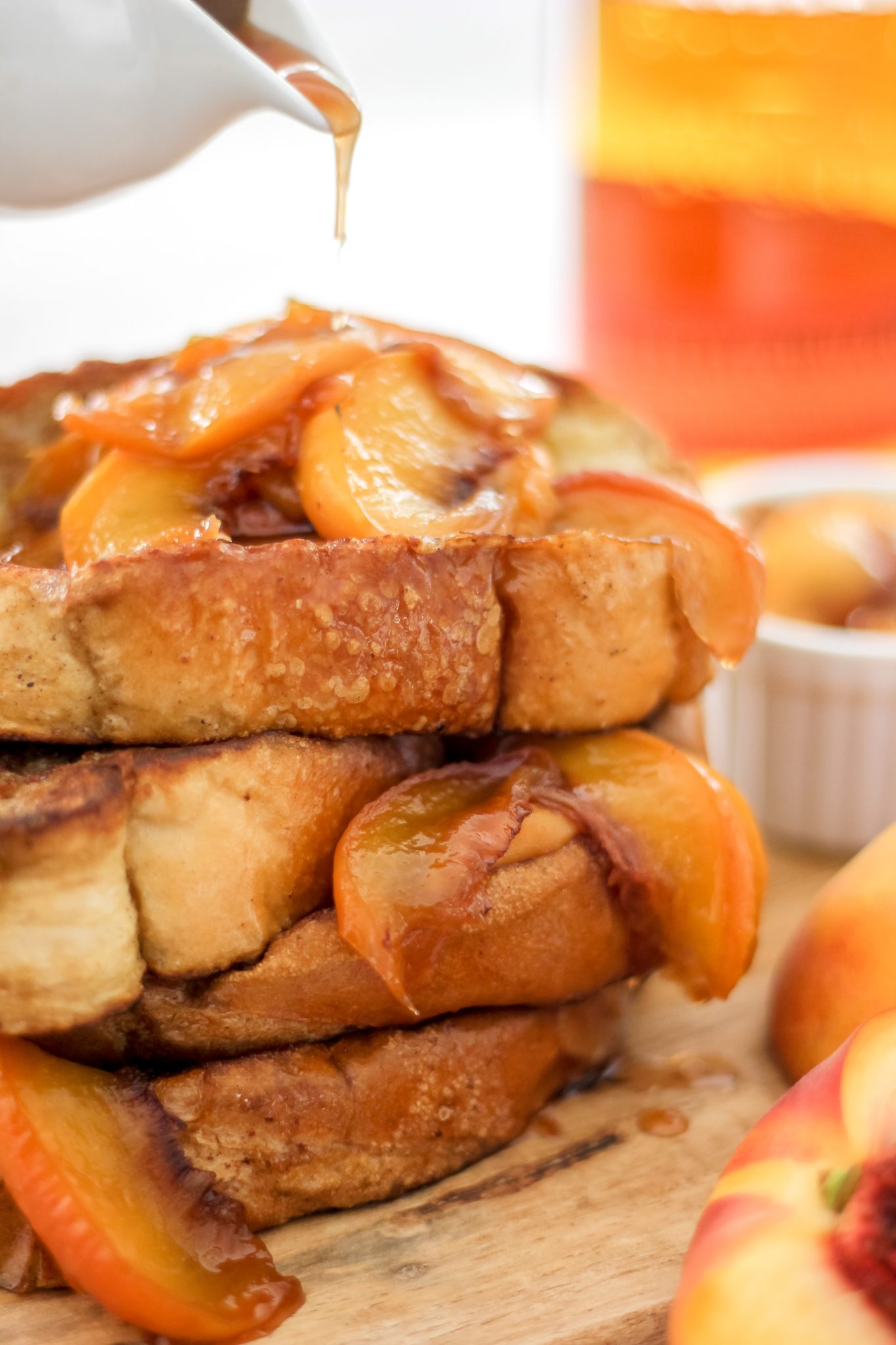 Bourbon Peach Vanilla Spiced French Toast - The Seasoned Skillet