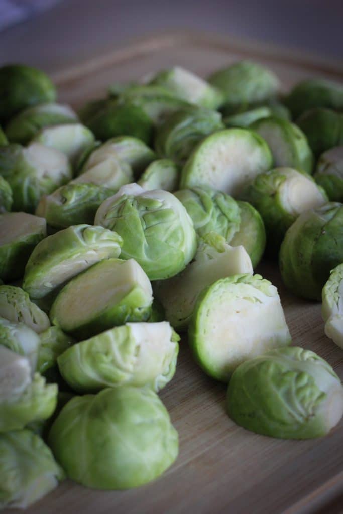 brussels sprouts cut in half.