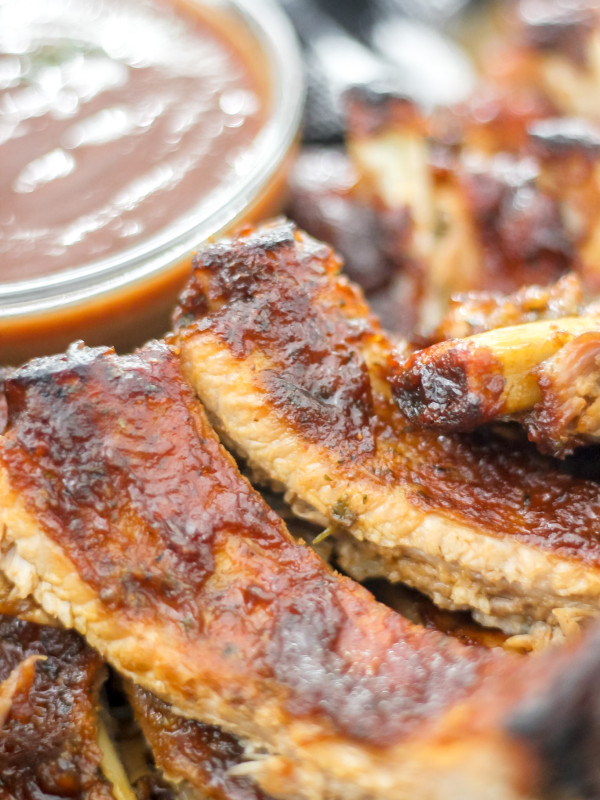 apple butter bbq ribs with sauce in bowl