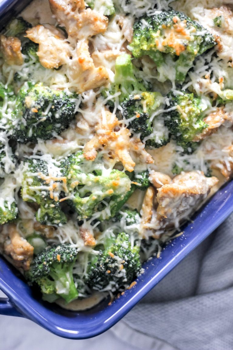 Keto Chicken Broccoli Alfredo Bake - The Seasoned Skillet