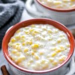 two bowls of hominy corn porridge.