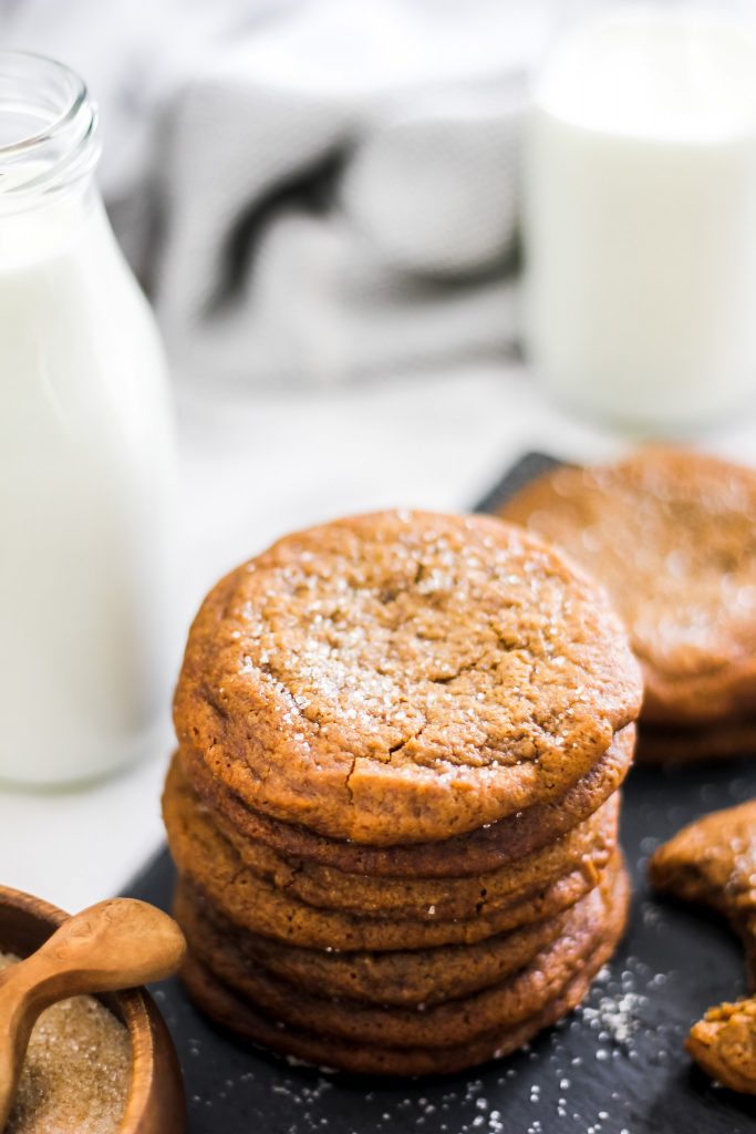 Ginger Molasses Cookies on Gray Slate