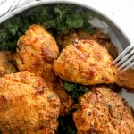 Crispy Air Fryer Fried Chicken Legs & Thighs in Silver Tray_Featured Image