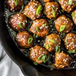 Skillet Baked Hoisin Ginger (Mongolian) Meatballs_in Skillet