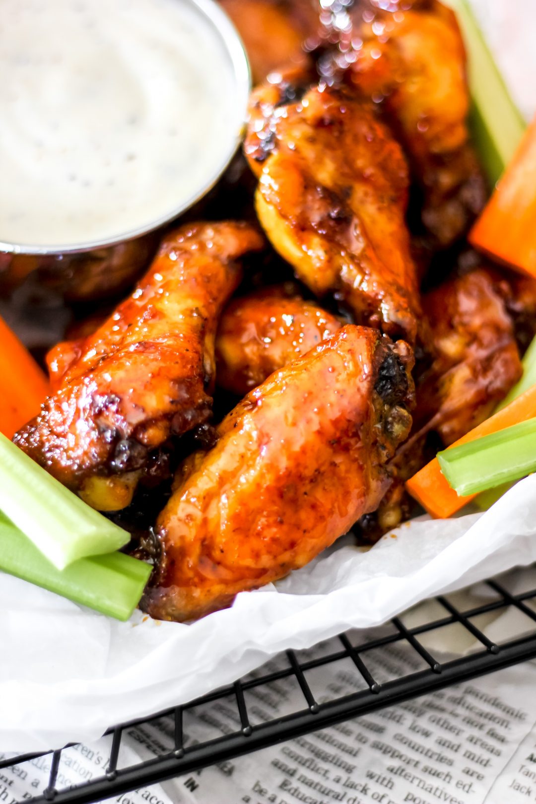 Air-Fryer Sticky Honey Garlic Chicken Wings - The Seasoned Skillet