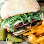 Prosciutto and Roasted Pepper Sandwich with Pesto Mayo and Kettle Chips