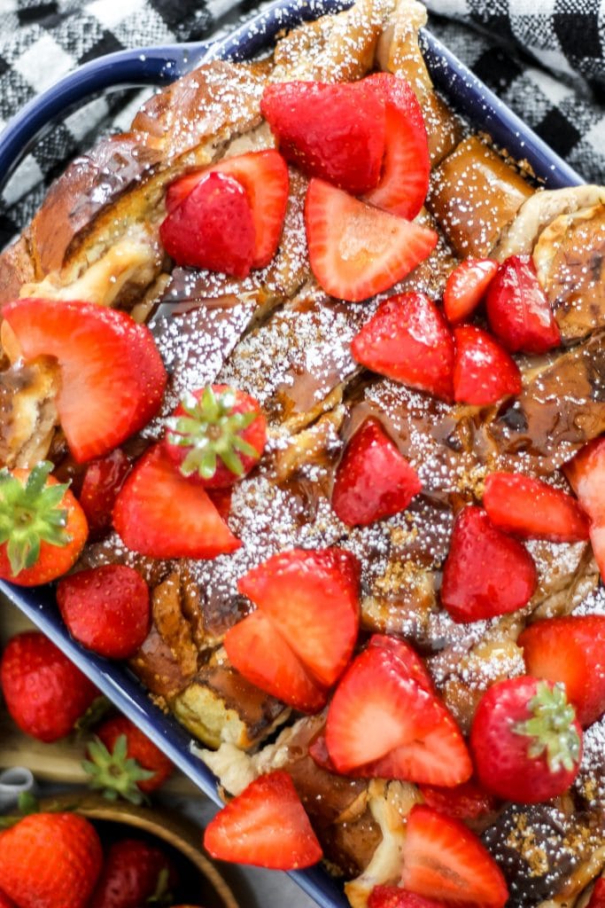Strawberries and Cream French Toast Bake Overhead