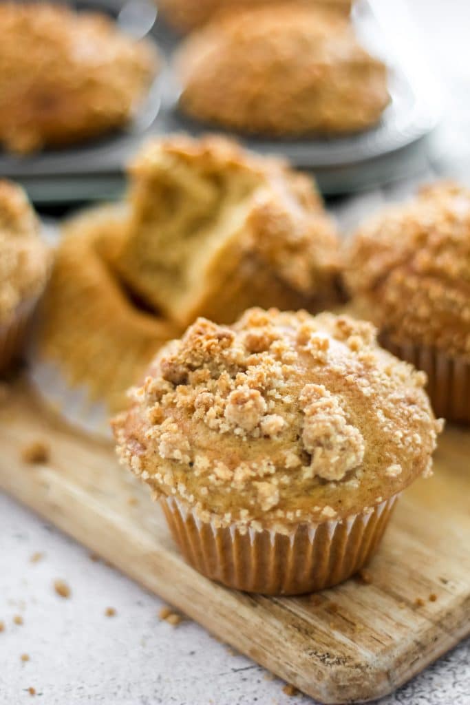 Easy Coffee Cake Muffins on Wooden Board