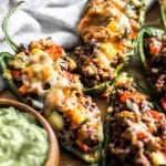 2 Stuffed Poblano Peppers with Avocado Creama