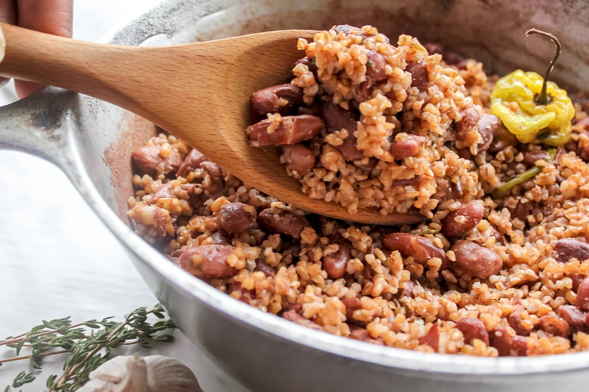 Vegan Jamaican Bulgur Wheat & Peas (Rice & Peas Remix) - The Seasoned ...