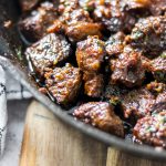 Cajun Butter Steak Bites in Skillet