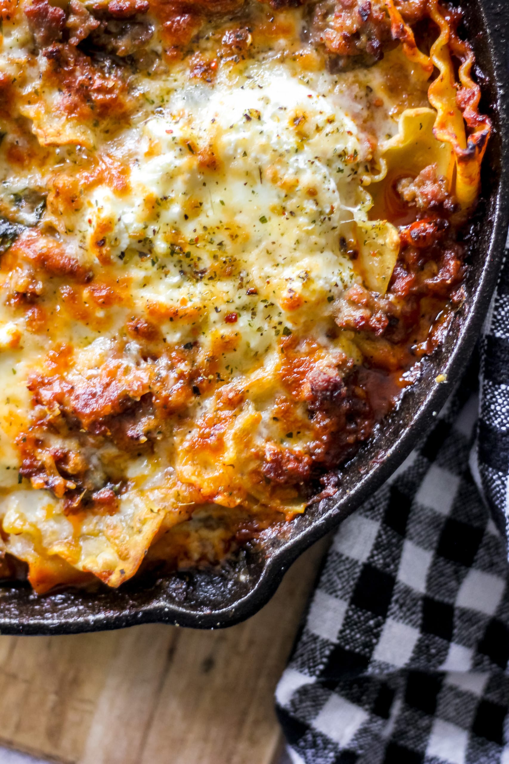 Italian Sausage Skillet Lasagna - The Seasoned Skillet