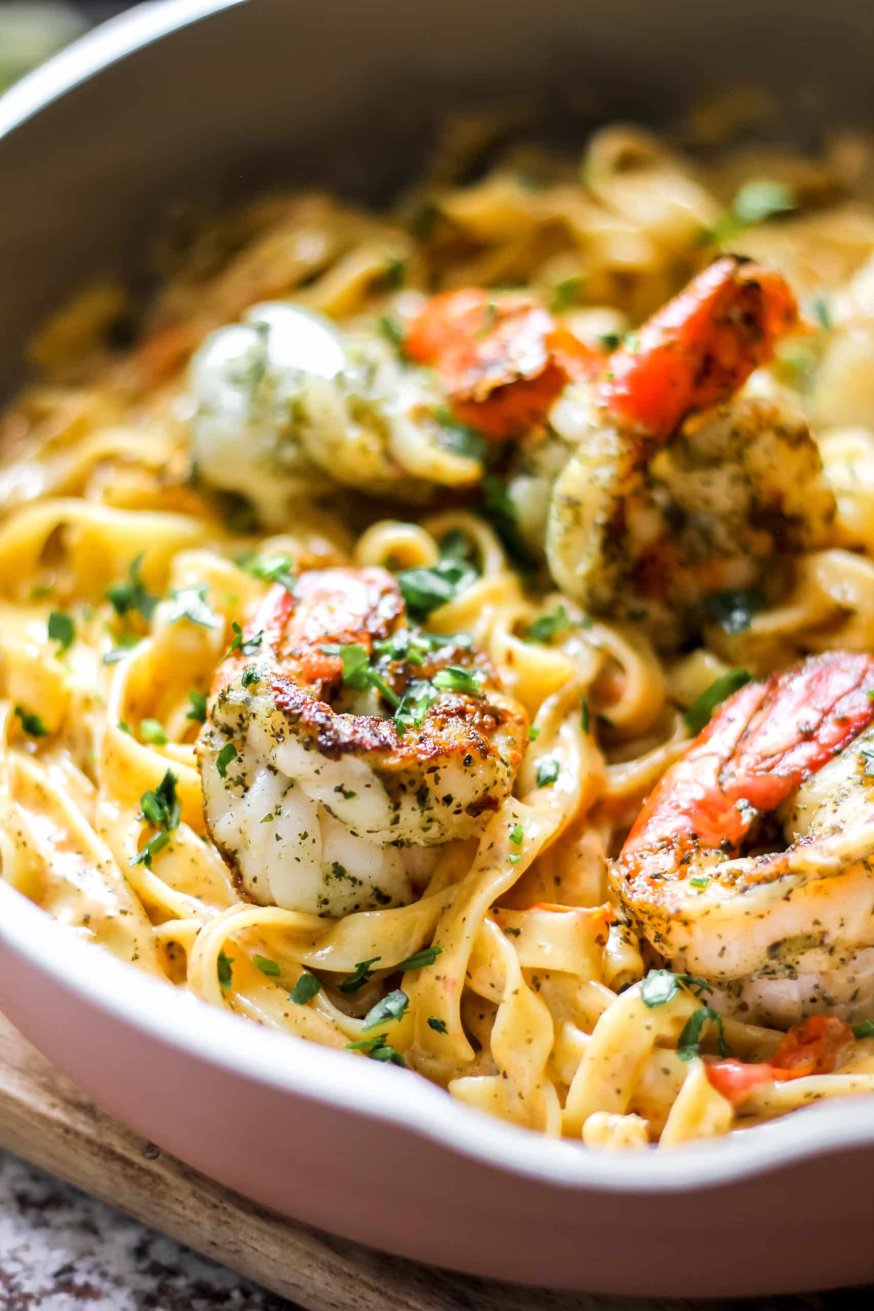 Creamy Tomato Pesto Shrimp Pasta - The Seasoned Skillet