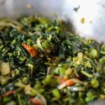 jamaican callaloo in dutch pot.