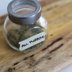all purpose seasoning in glass jar.