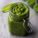 caribbean green seasoning in glass airtight jar.