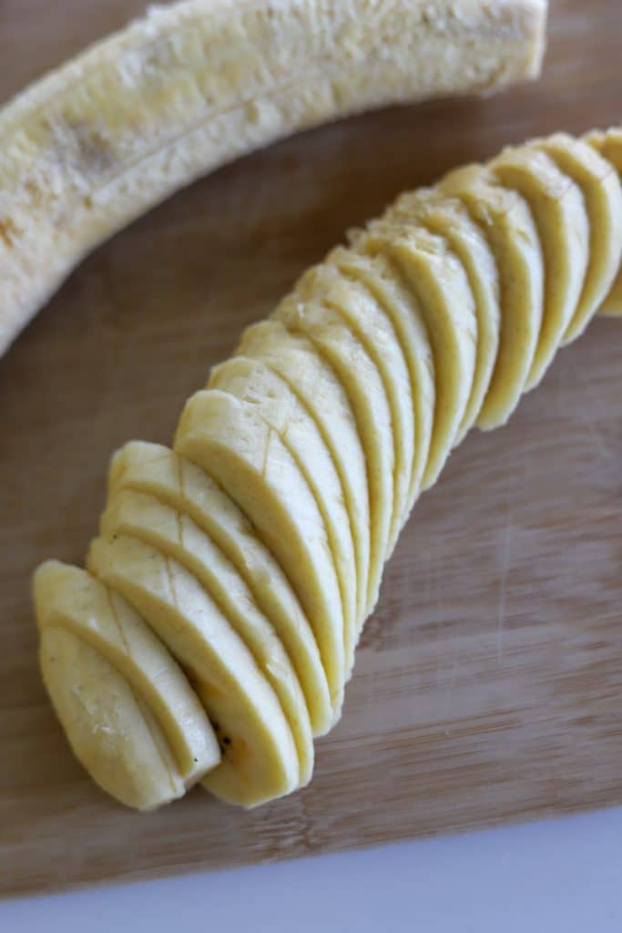 peeled and sliced plantain.
