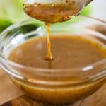 homemade honey mustard dressing in a bowl.
