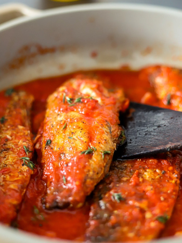 jamaican style mackerel in tomato sauce.