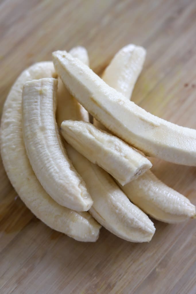 peeled green bananas.