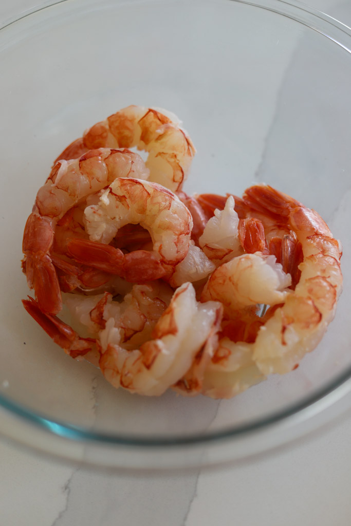 peeled and deveined raw shrimp.