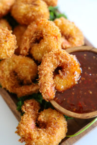 coconut shrimp and sweet chili dipping sauce.
