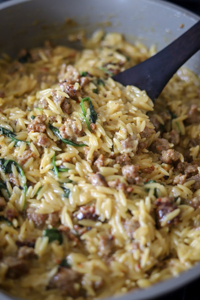 creamy parmesan orzo.