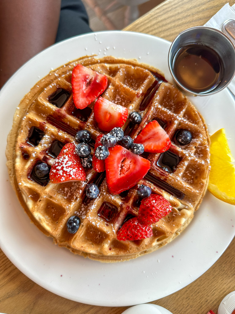 waffle with fruits from the pei preserve company.