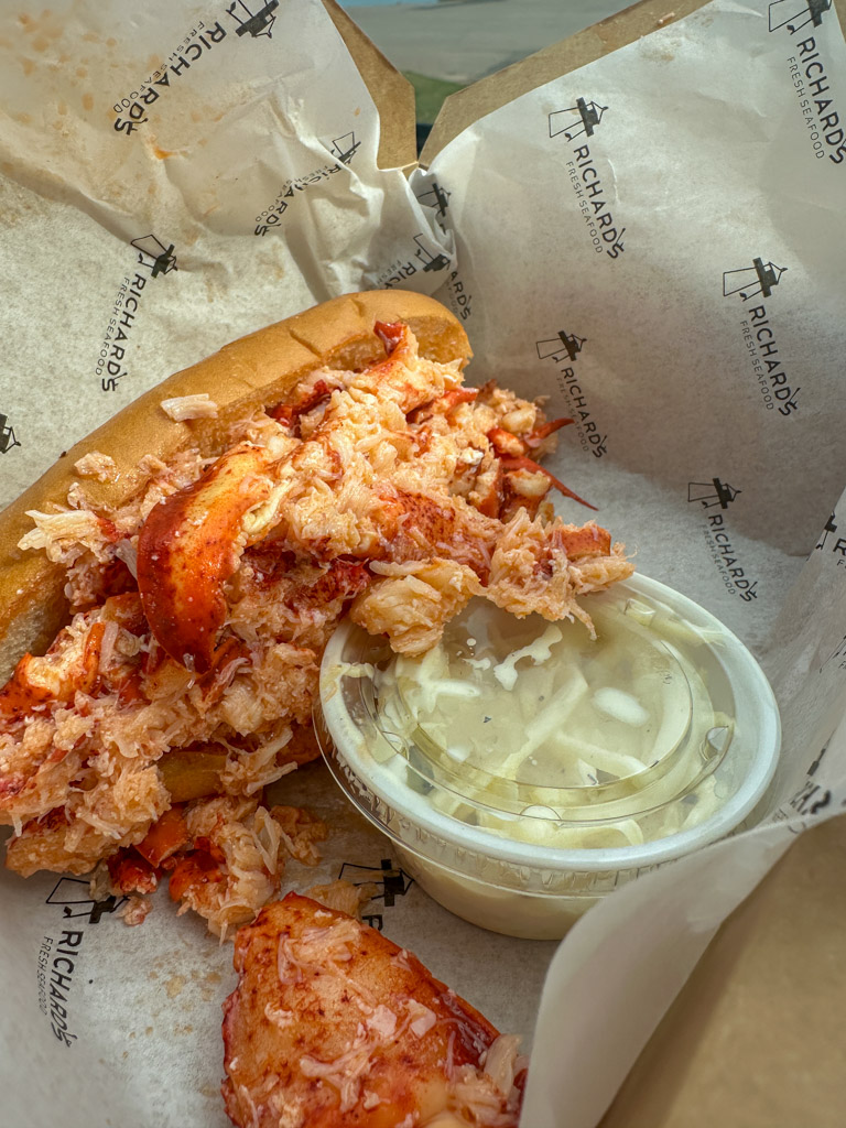 richards seafood lobster roll with butter.