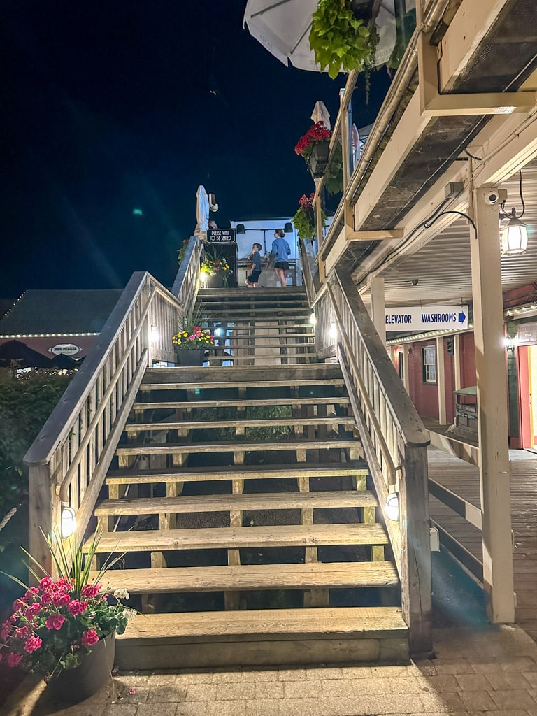 stairway leading up to the restaurant.