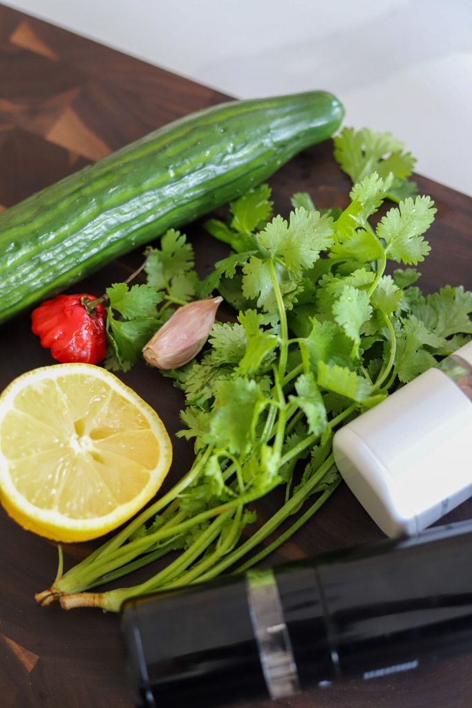 ingredients for cucumber chutney.