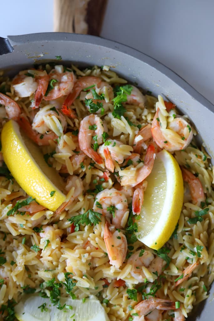 shrimp scampi orzo.