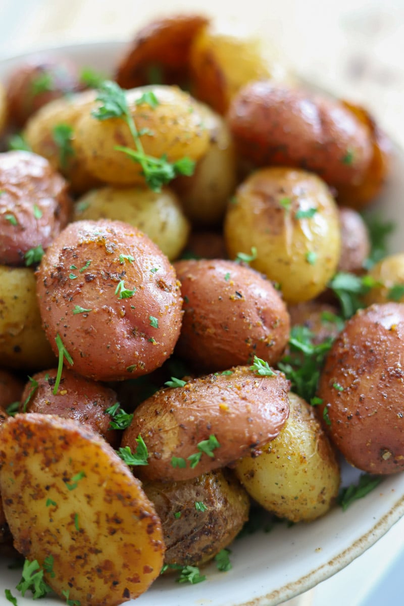 roasted baby potatoes in a bowl