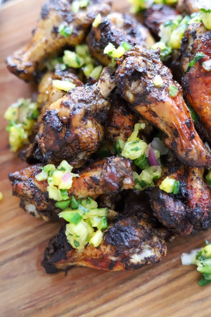 jerk wings with pineapple salsa