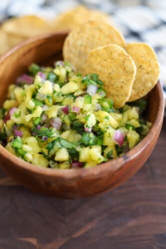 a bowl of pineapple salsa