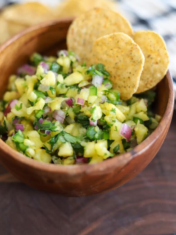 a bowl of pineapple salsa