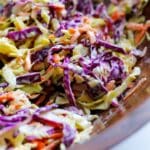 close up bowl of creamy coleslaw